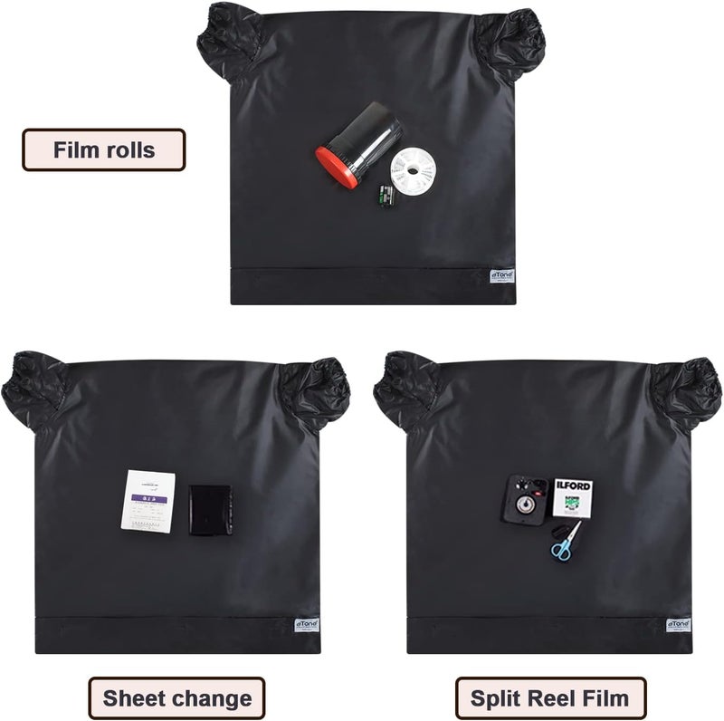 eTone Darkroom Equipment Film Changing Bag Camera Dedicated Film Developing Darkroom Zipper Bag Double Layer Load Photography 22X22.8'' Photography Accessories (M) - Image 4